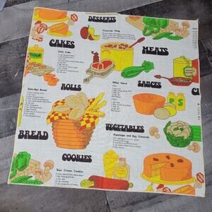 Vintage Kitschy Recipe Tea Towel, 16.5x16.5